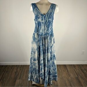 Blue and White Tie-Dye Maxi Dress